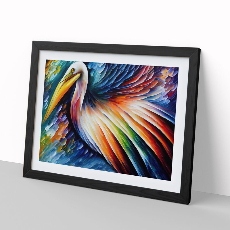 XH1022-6867X Pelican Painting Abstract - Single Picture Frame Print, Black, 34cm H x 46cm W x 2cm D