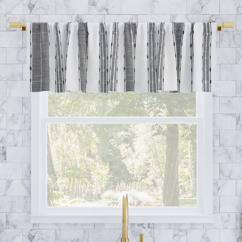 Panneau de rideau semi-transparent avec œillets Archaeo Akari, 52" H x 14" W, Lin / blanc, Curtain Valance