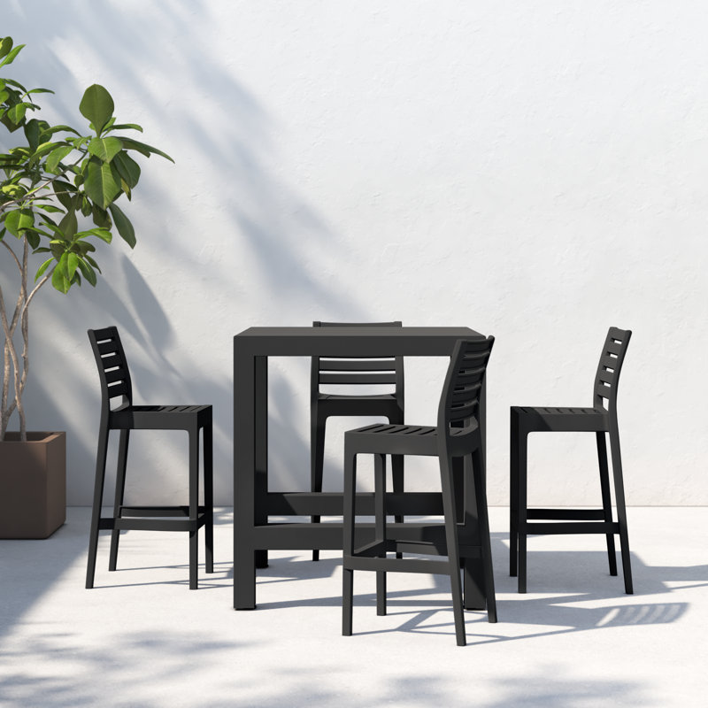 Farrah Square 4 - Person 39" Long Bar Height Dining Set, Black