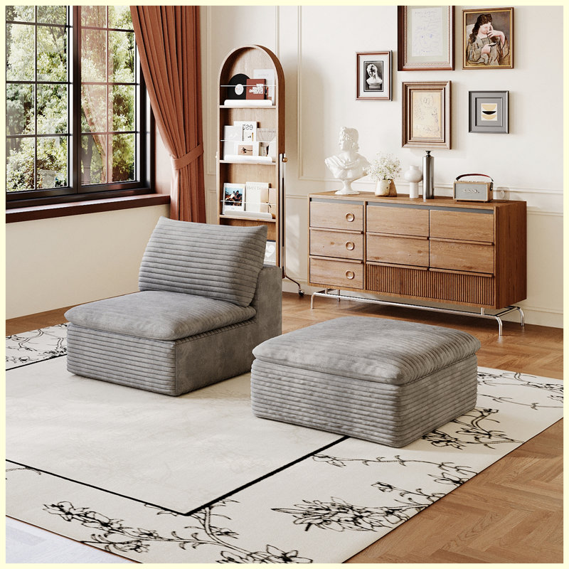 Ensemble modulaire gris avec repose-pieds modulaire et repose-pieds, meubles de remplacement / additionnels pour le salon