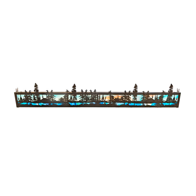 Éclairage de salle de bain 72 po, H 7 po x l 72 po x P 6,25 po, Bleu / Vert / Mauve, Bronze éternel