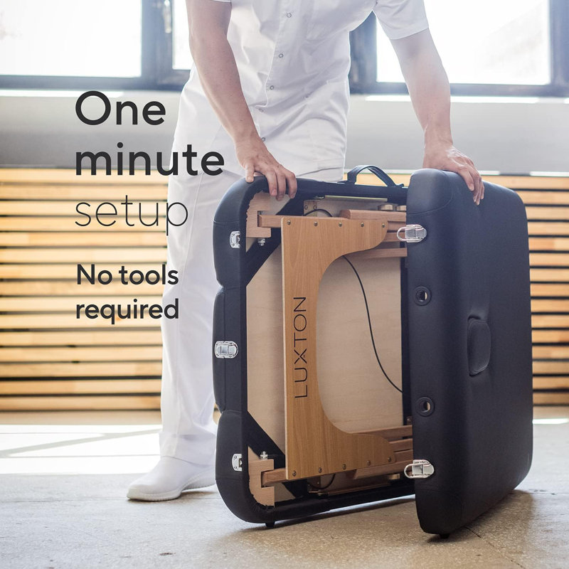 Luxton Home 3-Section Premium Memory Foam Massage Table with Rolling Travel Case - Easy Set Up