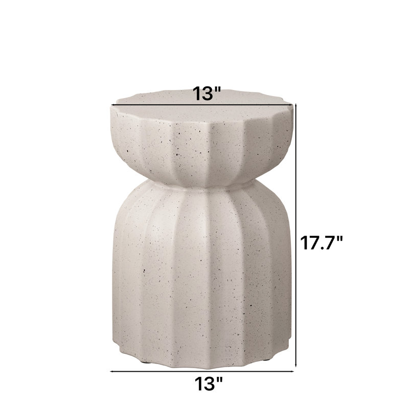 Table basse 13 po 2 pièces en ciment blanc imperméable 13 po, pour patio, jardin, salon de jardin, sans assemblage,, White