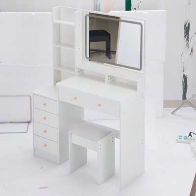 41-Inch Vanity with Bedside Cabinet and LED Mirror