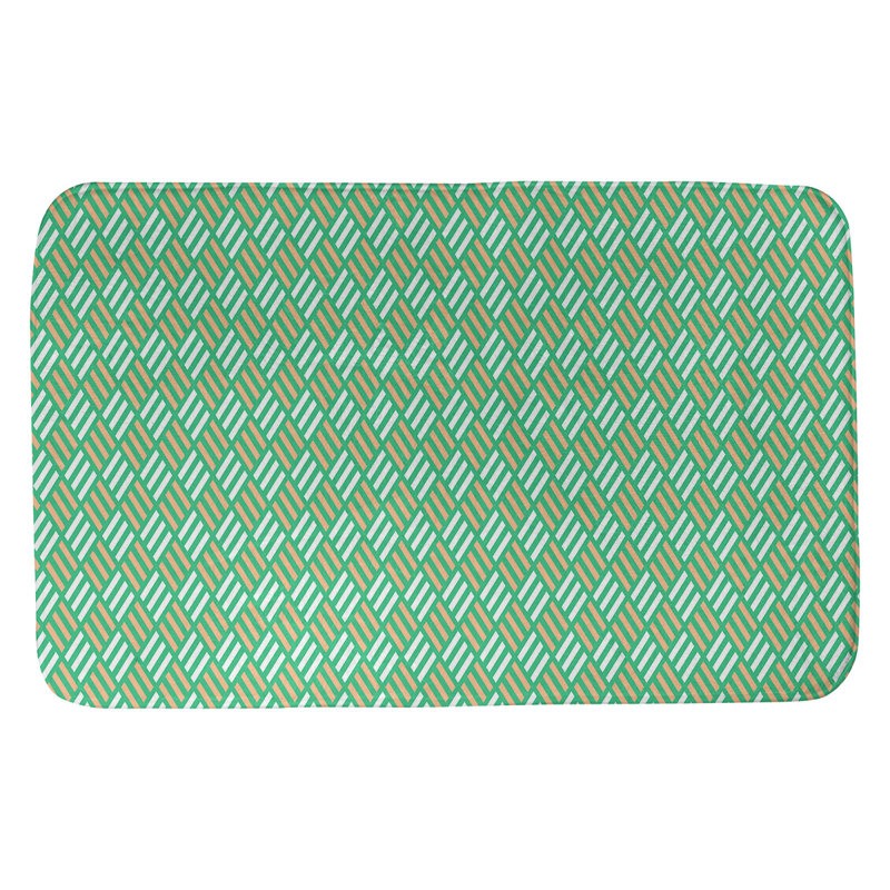 Tapis pour salle de bain diamants Kitterman, l 17 po x L 24 po, Vert / Orange