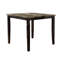 Table de salle à manger moderne carrée avec plateau en faux marbre brun foncé et bouleau plaqué