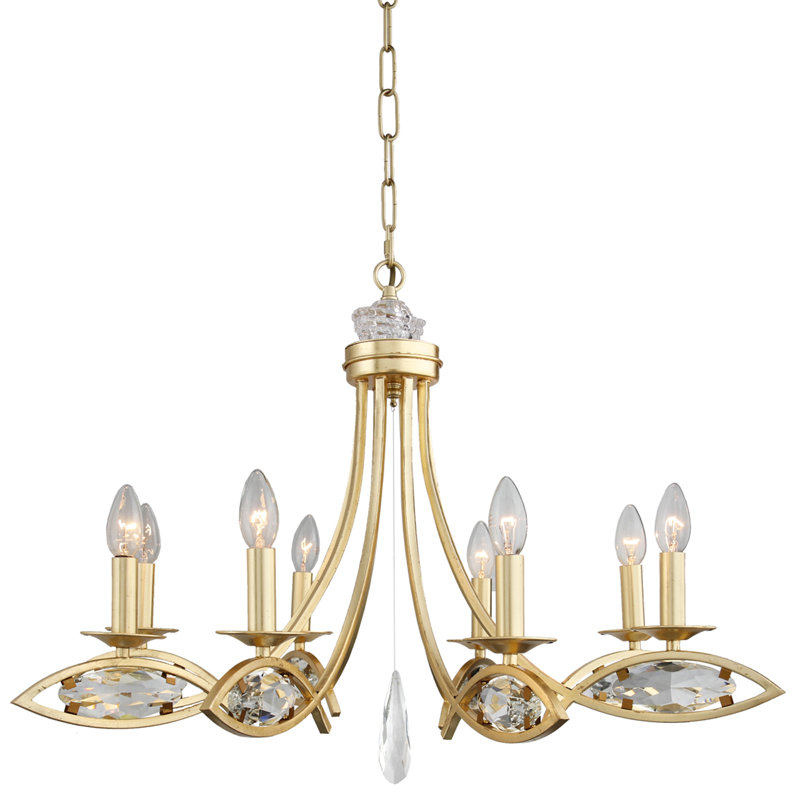 Lustree empire de style bougie 8 lumières avec accents en cristal Wininger