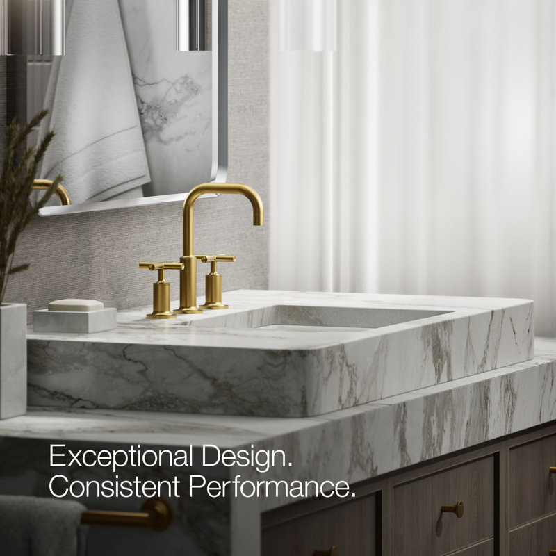 Kohler Purist® Widespread Bathroom Faucet with Pop-Up Drain Assembly, 3-Hole High Arc Cross Handle Bathroom Sink Faucet, 1.2 gpm
