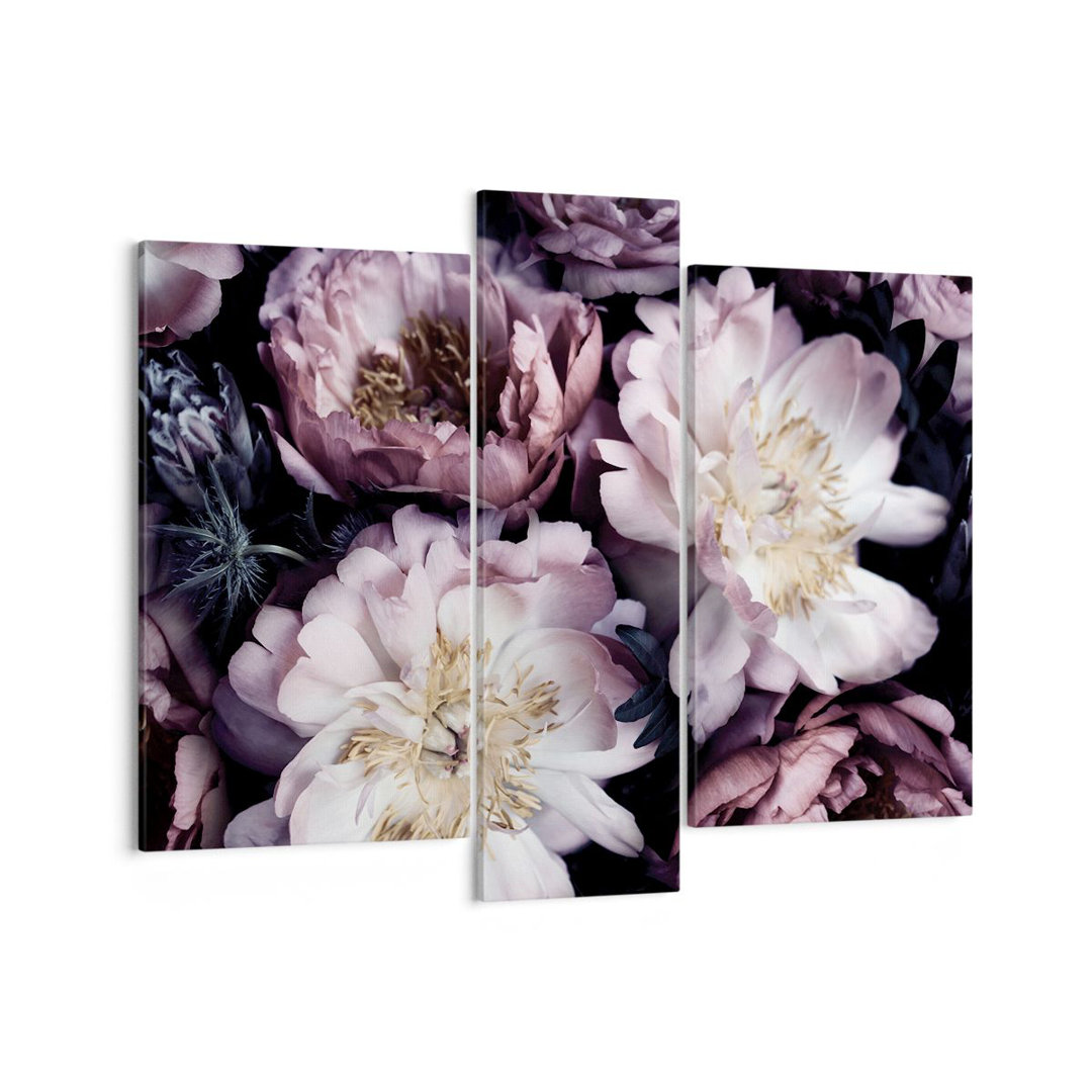 3-tlg. Leinwandbilder-Set Peonies Violet Flowers