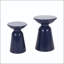 Ensemble de 2 tables d'appoint d'extérieur en fer Serenita avec piédestal évasé - bleu marine-129518262