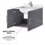 24 po L x P 22 po. Meuble-lavabo gris foncé, comptoir en quartz blanc, robinet inclus et miroir de 18 po