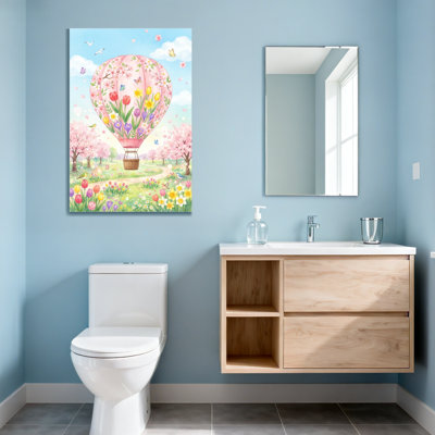 Paysage et nature, montgolfière, jardin de fleurs de cerisier