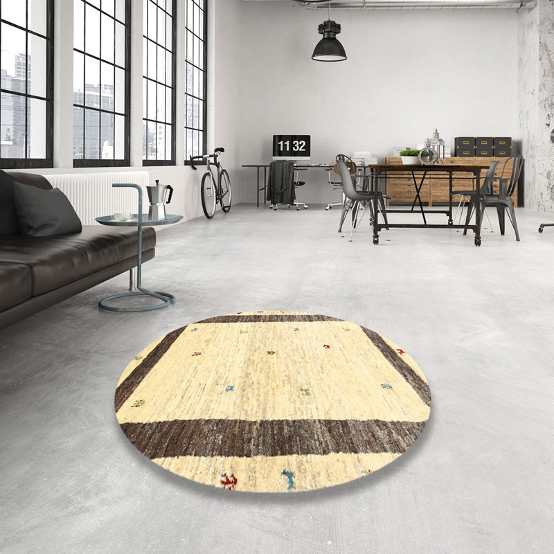 Surface beige contemporaine tapis, Rond 6 pi