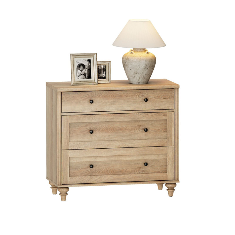 Scarlett Mid-Century Modern 3-Drawer Nightstand, Oak , Individual
