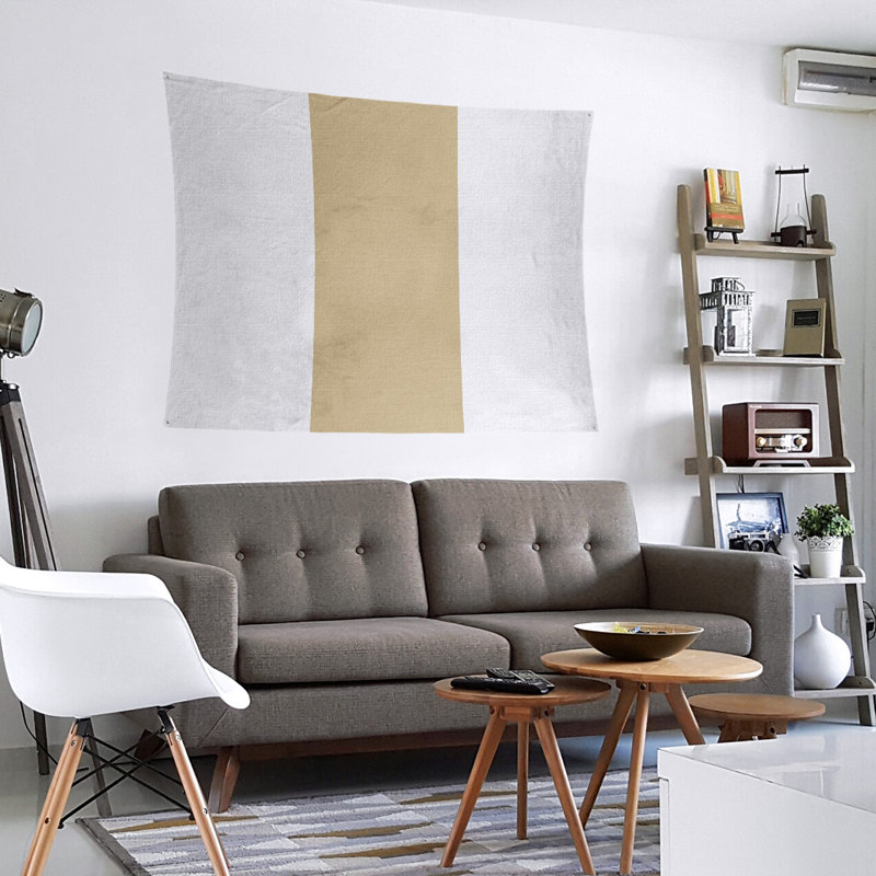 Polyester tapisserie de la Nouvelle-Orléans, H 68 po x l 80 po, Blanc / Doré