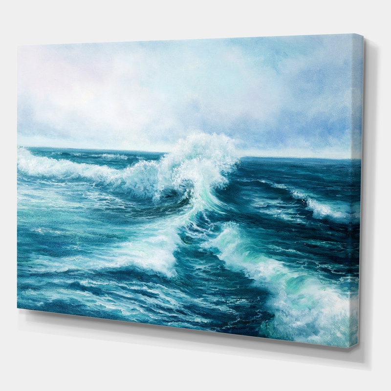 Wild Blue Ocean Waves II - reproduction d'art sur toile, H 24 po x l 32 po x P 1 po, Toile tendue