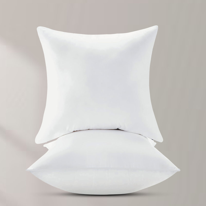 Delara Premium Organic Cotton Throw Pillow Inserts (Set of 2), Down-Proof Cover with 100% White Duck Feather Filling, Square