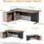 Bureau de direction en L de 70,87 pouces avec 2 tiroirs, bureau à domicile moderne avec classeur, mobilier de bureau avec rangement sous le support et 4 roulettes-986905892-986905895