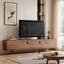 Meuble télé Mid-Century moderne avec portes à lattes et 4 compartiments intérieurs-1076359966