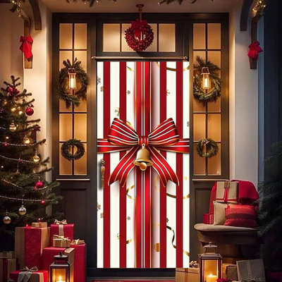 Décoration de porte de Noël Décoration de porte de Noël Décoration de fête à suspendre Tapisserie