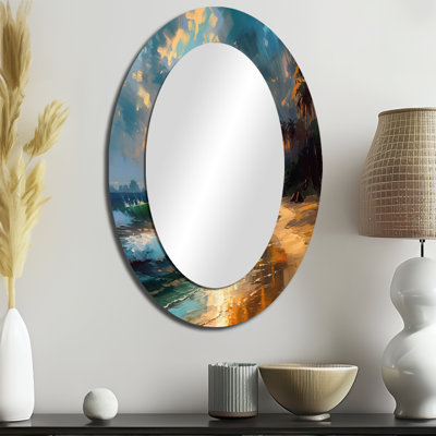 Green and Blue Coastal Escapes - Miroir mural ovale vert