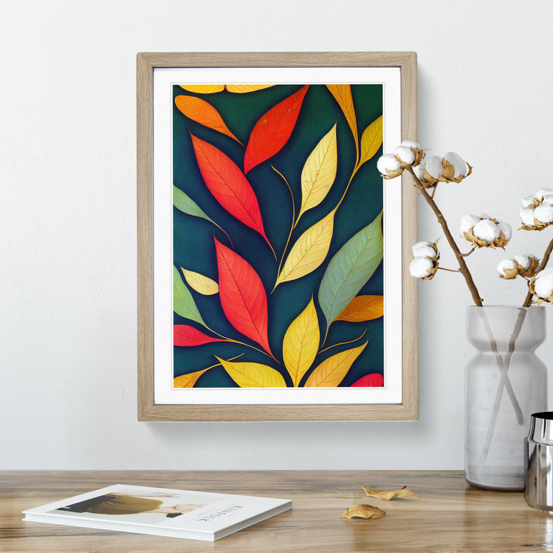 Wild Leaves - Wall Art, 34cm H x 25cm W, Oak Framed