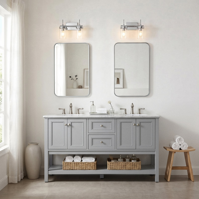 Ensemble de meuble-lavabo double 60 po Bonsai, Gris