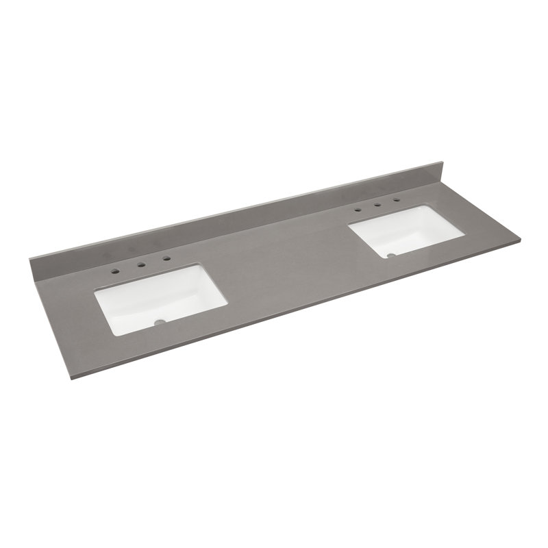 Madrid 73'' Concrete Gray Double Vanity Top with White Sinks