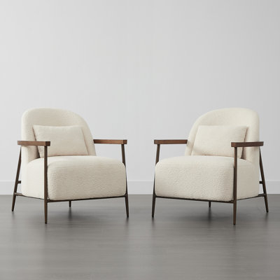 Mariona Faux Sherpa Upholstered Accent Chair with Lumbar Pillows 