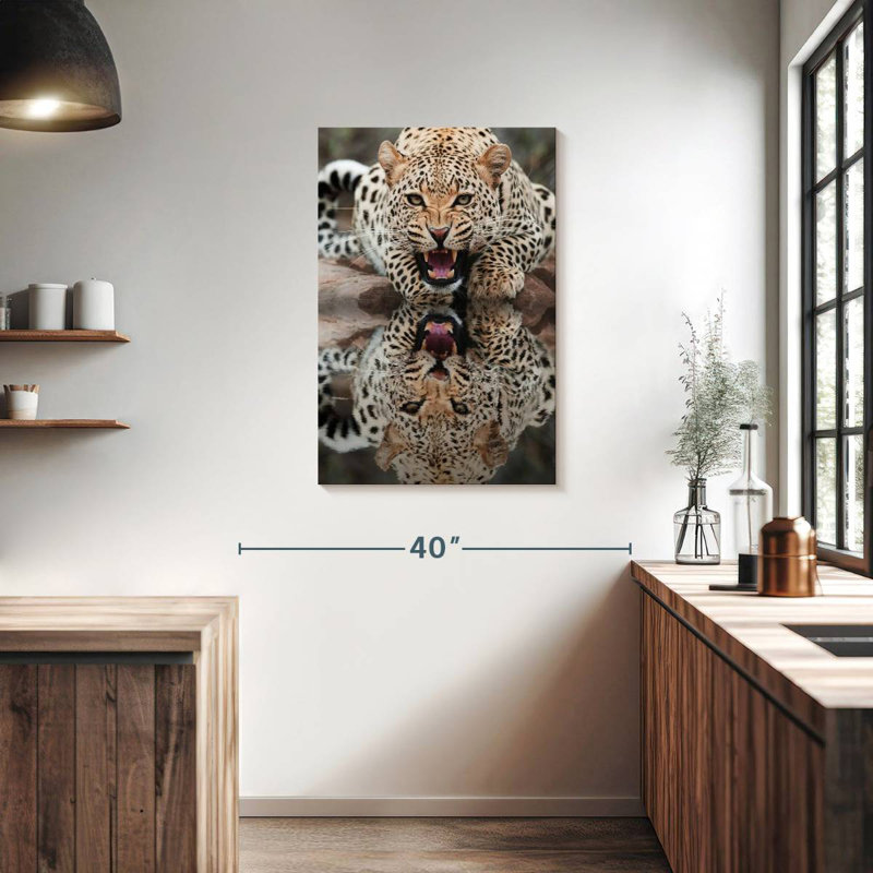Brampt Leopard Growling Reflection, 36" H x 24" W