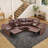 Ahsha Luxurious Premium Genuine Leather Manual Recline Sectional Sofa with Cup Holders