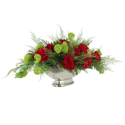 Centre de table Jana avec roses et hortensias