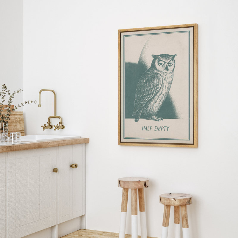 Drôle de chouette Illustration, typographie rétro, galerie d'art sur toile encadrée, H 24 po x l 16 po, Naturel