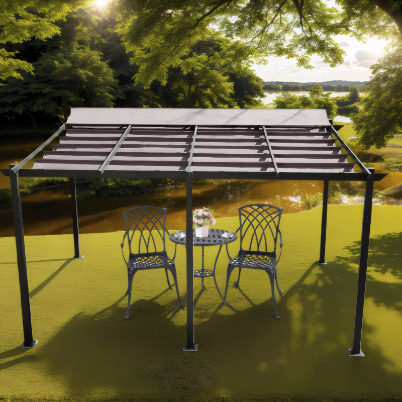Retractable Aluminum Pergola 11x16 FT, Weather-Resistant Canopy Patio Gazebo for Outdoor Garden & Courtyard Grill, Gray