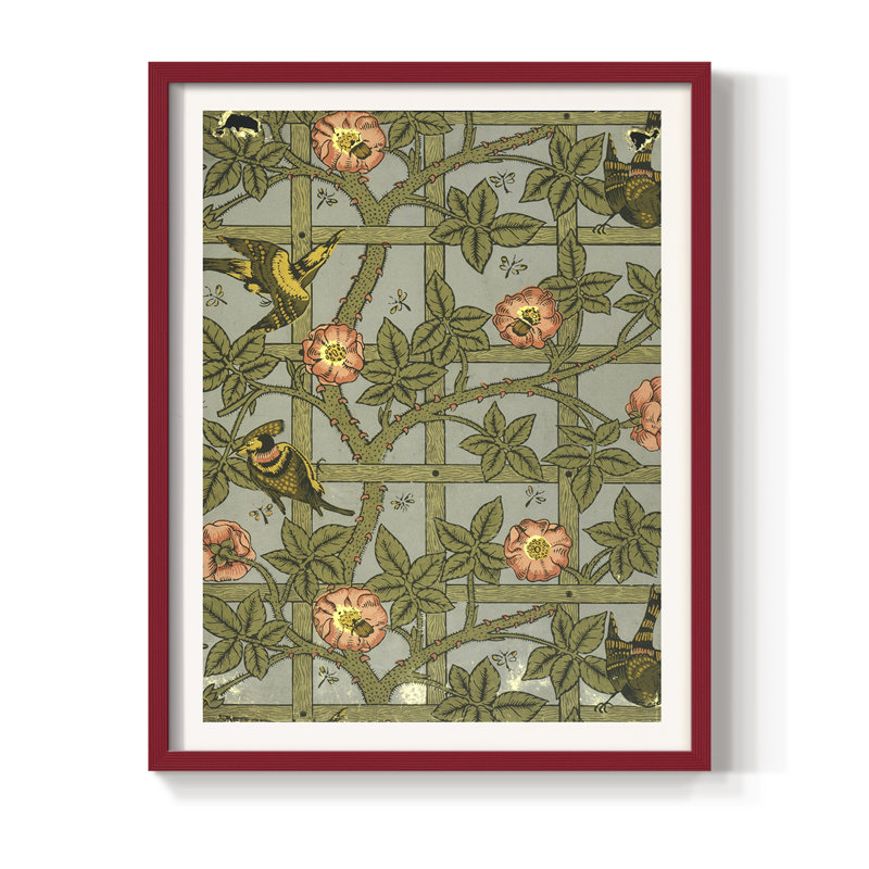 Impression encadrée rétro vintage XXXV - bois massif, 30" H x 24" W, Rouge