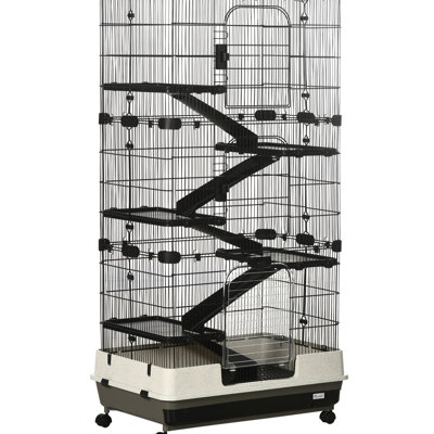 Maison portative 6 écureuils avec roulettes - Cage à Chinchilla transportable en métal pour petits animaux