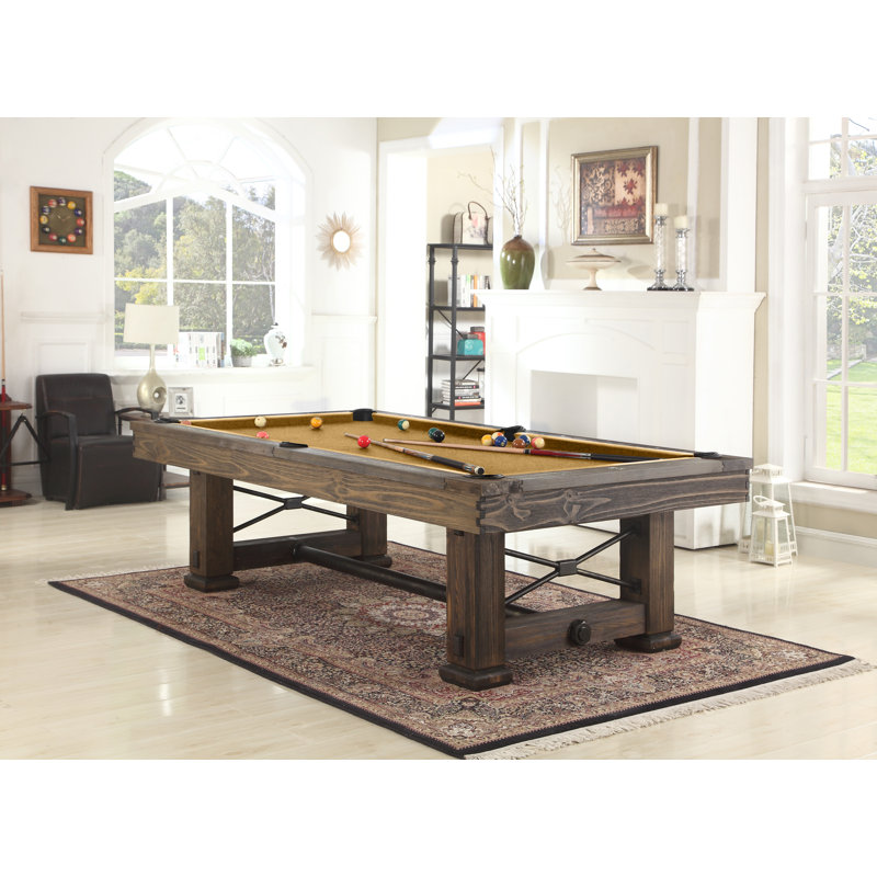 Rio Grande Slate Pool Table with Professional Installation Included, Electric Blue, 8' 5", Weathered Bark