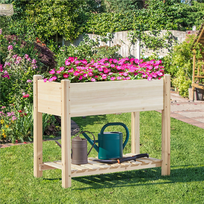 Wood Elevated Planter, 75cm H X 86cm W X 46cm D