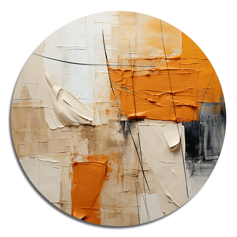 Textile Symphony II - Art abstrait rond en métal, H 23 po x l 23 po x P 1 po