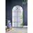 34X65.5" Arched Full-Length Mirror With Black And Gold Windowpane Design