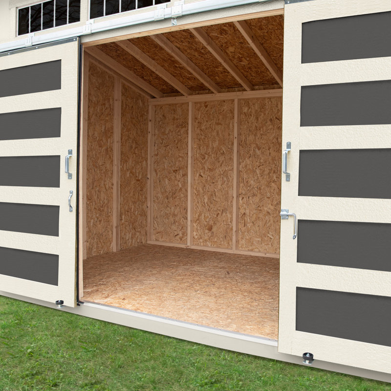 Beige 8' x 12' Wooden Storage Shed Kit with Windows