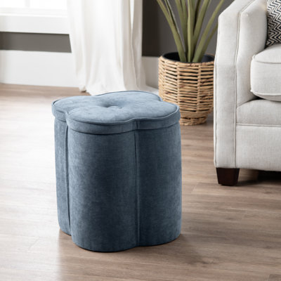 Chenille Flower Ottoman W/ Storage