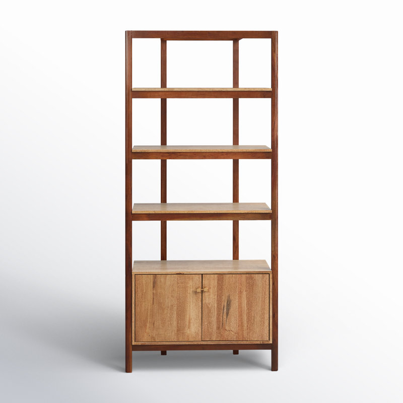 Reza Solid Wood Bookcase, Smoked Honey