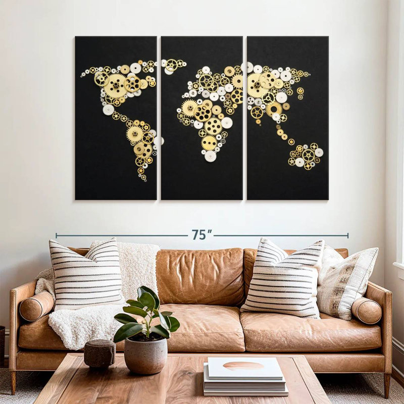 Aliaz Gear World Map, 42" H x 65" W