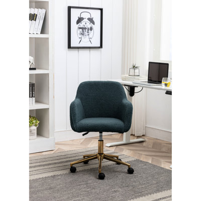 Office Chair With 360 Revolving And Adjustable Height, Gold Metal Legs, Universal Wheel, Modern Fabric Material For Indoor Appeal Height Chair, Color, Space