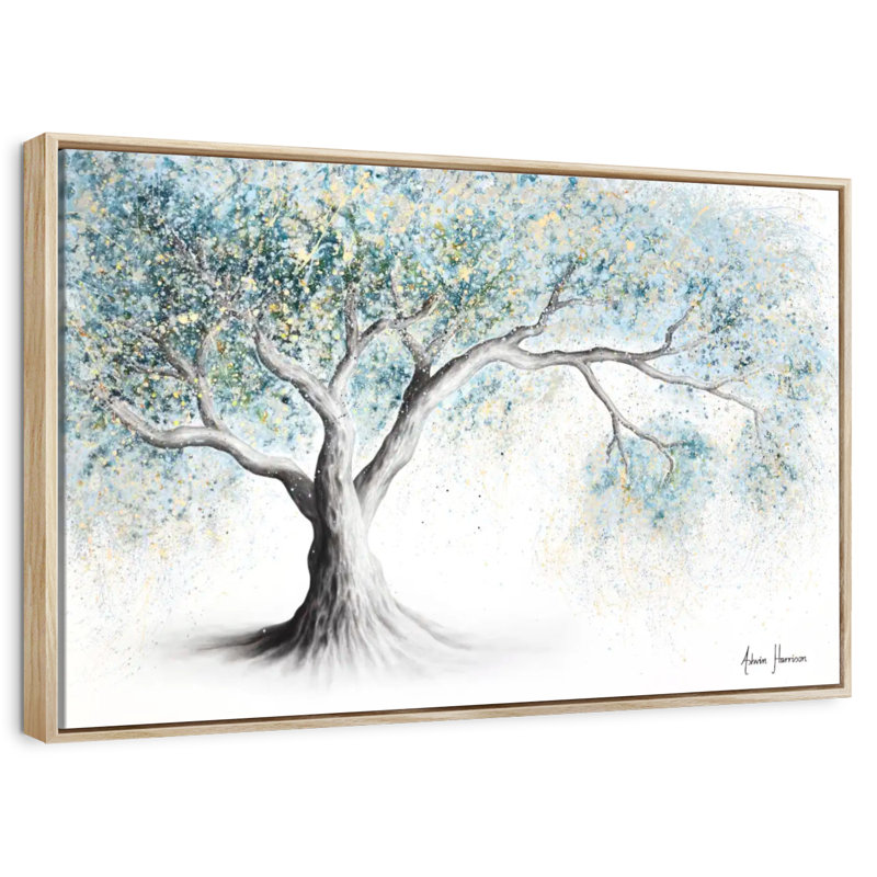 Arbre givré doux, Cadre flottant en bois naturel, 46 po x 31 po
