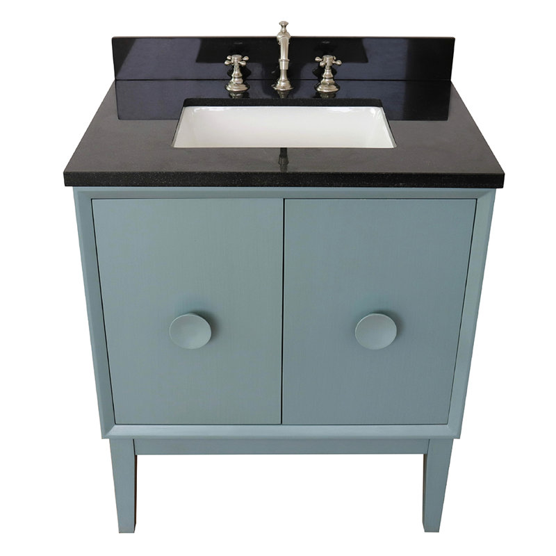 Ensemble de meuble-lavabo simple 31 po Crumley, Bleu aqua / noir galaxie