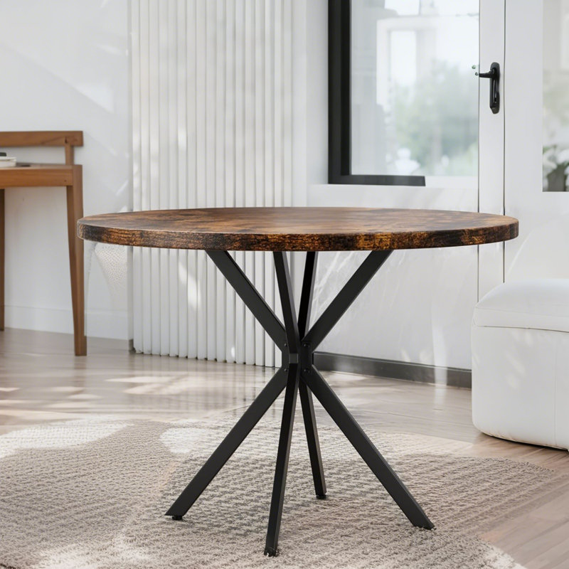 Table basse de style Mid-Century moderne pour 4 à 6 personnes, table basse de 39 po avec table en faux marbre et structure en métal noir pour appartement, table de cuisine peu encombrante pour le bureau, le bar et la salle à manger