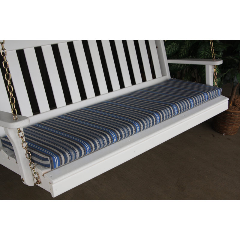 Outdoor Bench Seat Cushion, Blue Stripe, 2" H x 68" W x 39" D