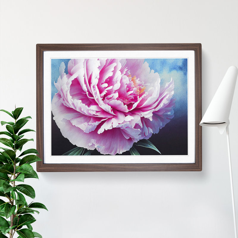 Wonderful Peony Flower 1 Piece Single Picture Frame Painting, 34cm H x 46cm W x 2cm D, Walnut
